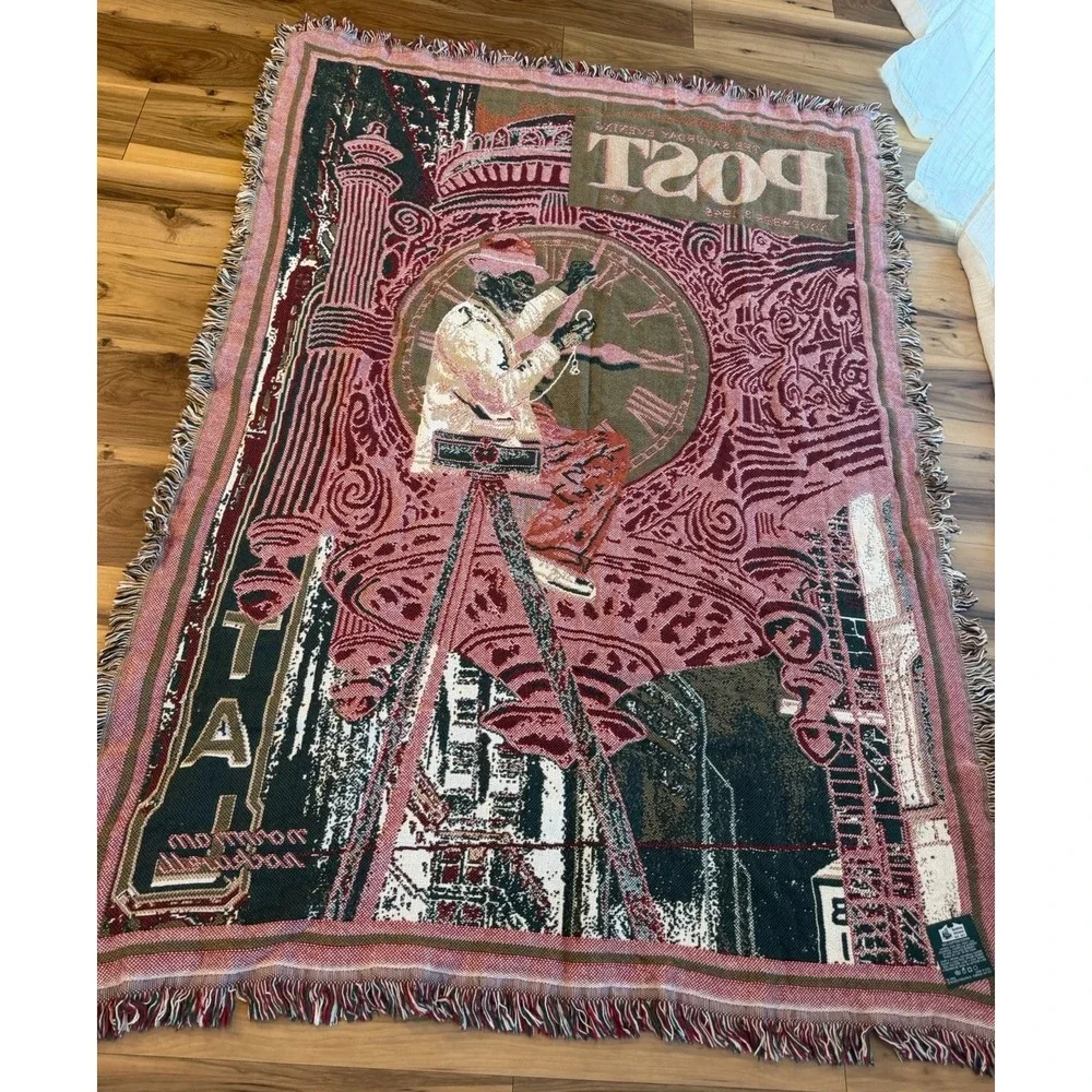 Norman Rockwell Saturday Evening Post 1945 Clock Repairman Tapestry Throw USA